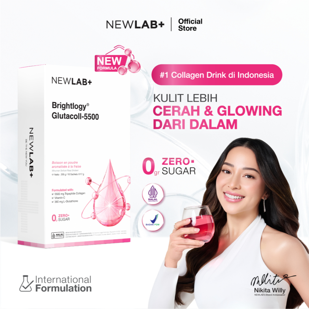 NEWLAB Brightlogy GlutaColl-5500 | Minuman Glutathione & Collagen Drink