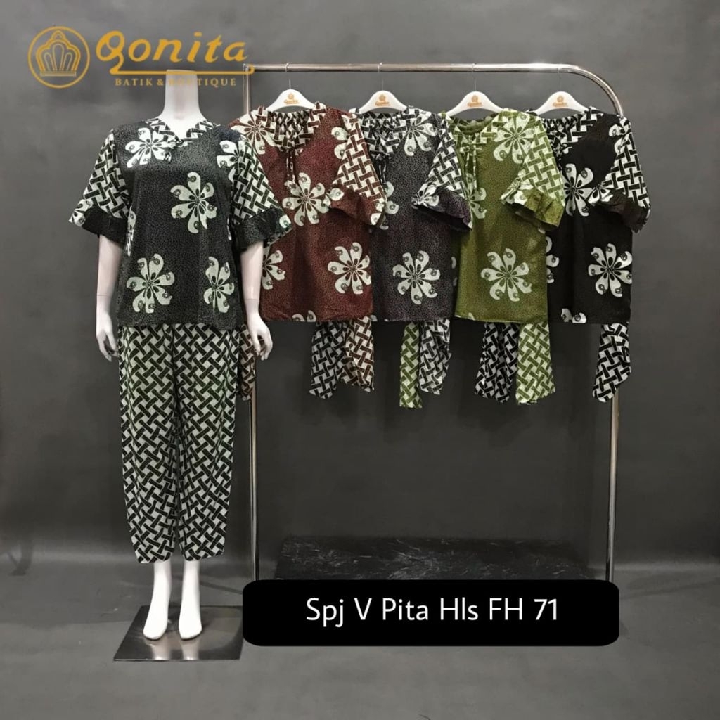 Setelan Qonita batik || Spj V Pita Hls || Setelan batik Pekalongan ori || Daster Pekalongan muran