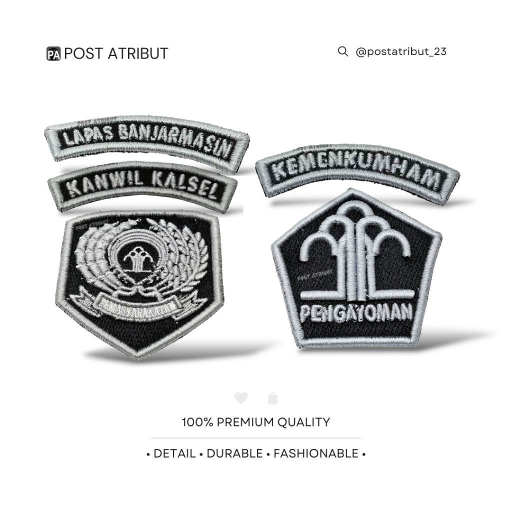 Bordir PDH KUMHAM timbul dan standar SET dan SATUAN / Atribut Lapas / Atribut Kemenkumham