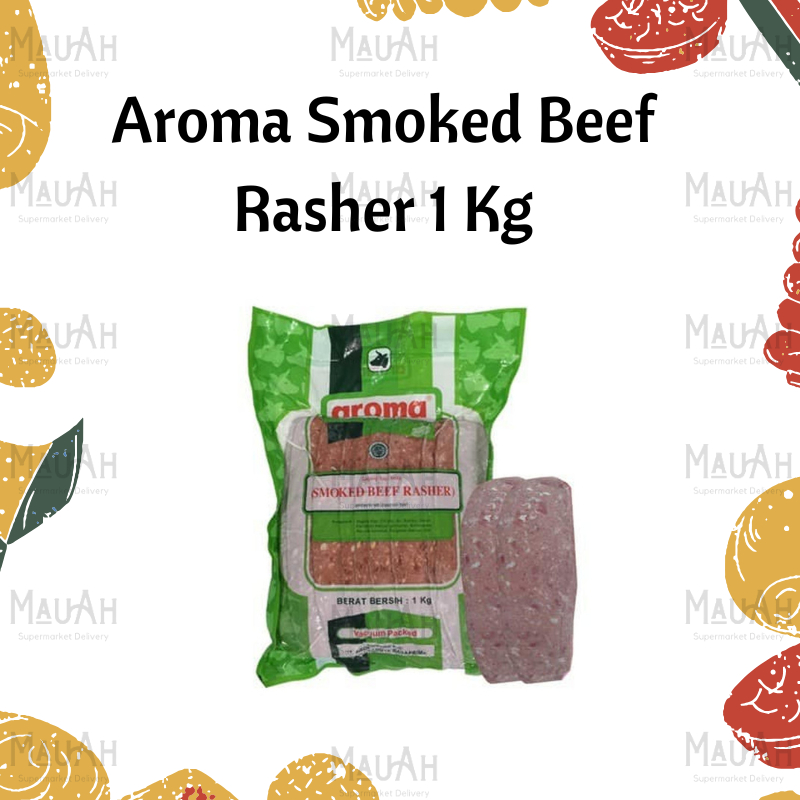 smoked beef rasher aroma daging sapi bacon halal 1kg ori