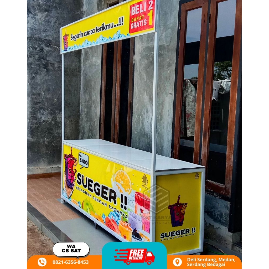Booth Jualan Sat Karya Meja Jualan Full Branding X Banner