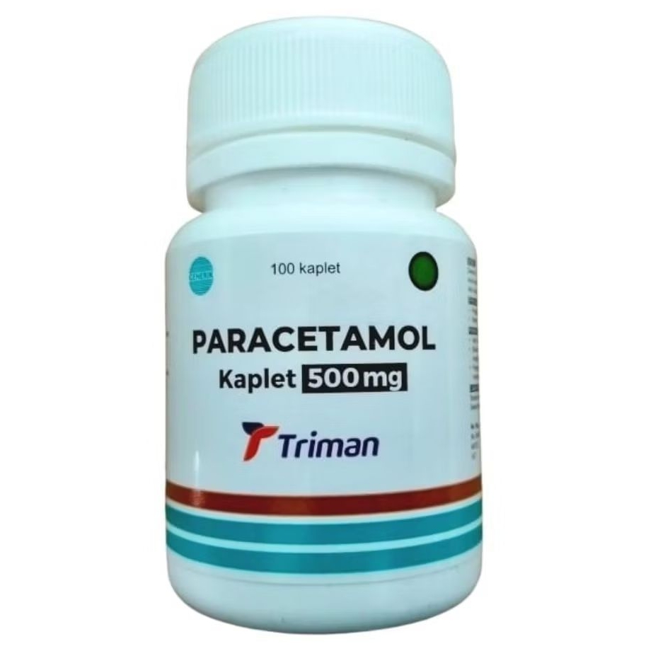 PARACETAMOL Kaplet 500mg (100's /Botol) - TRIMAN | Pamol 500mg