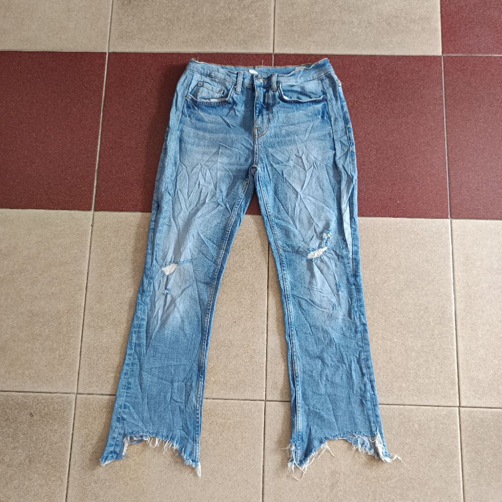 celana jeans denim Ripped Zara women