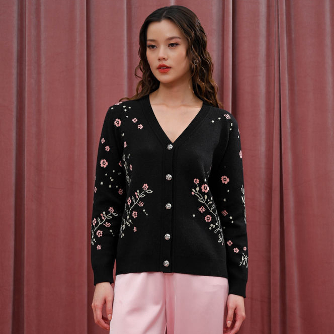 SUETERCLOTH - Yura  Knit Cardigan / Cardigan Motif Bunga / Knitwear / Outer Knit