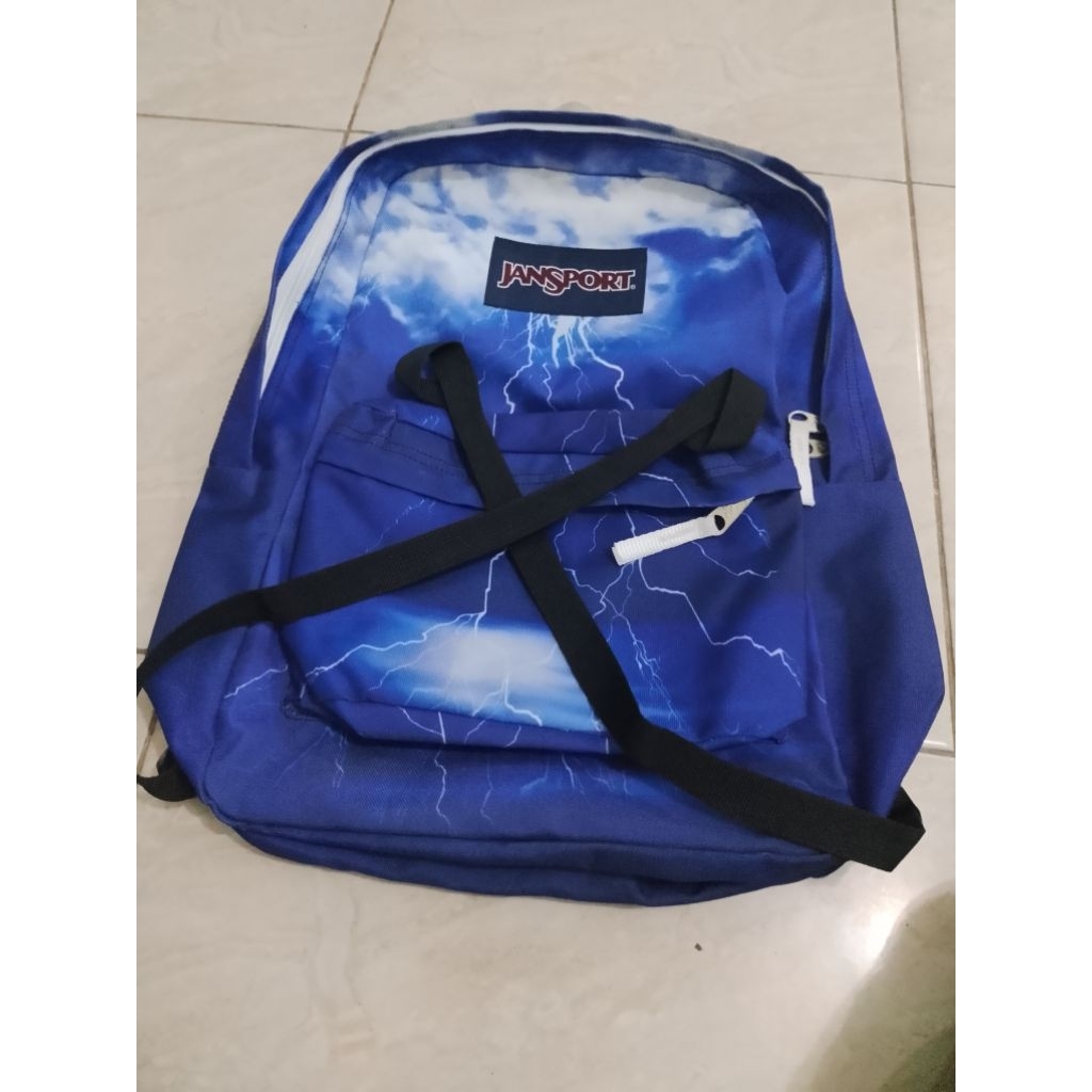 tas jansport motif petir navy 100% original