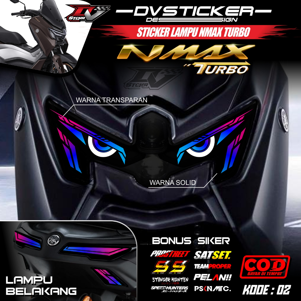 Stiker Lampu Alis MOTOR NMAX TURBO NEO 2024 2025 - Sticker Variasi Lampu NMAX Neo S TRANSPARAN UV DV