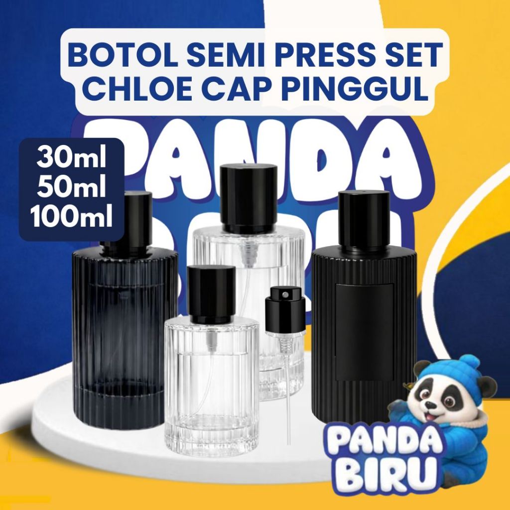 Botol Parfum Semi Press Set Chloe Cap Pinggul 30ml 50ml 100ml Series | Bottle Parfume | Panda Biru