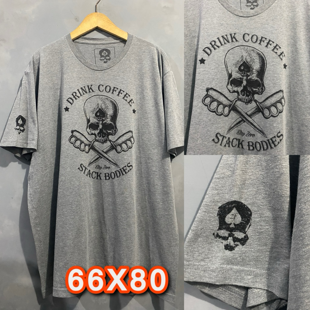 Kaos Pria Zero Foxtrot Skull Coffee Grey second