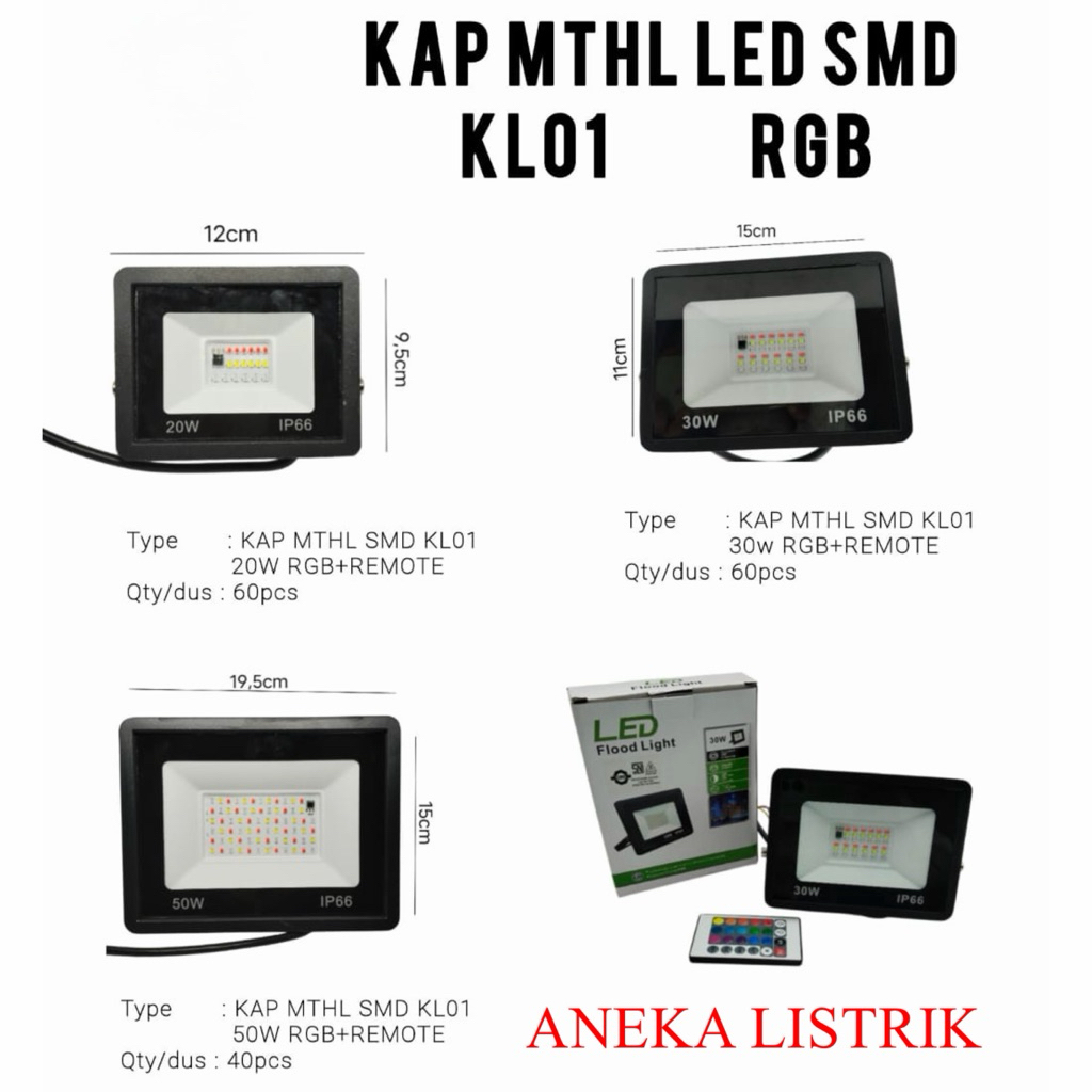 LAMPU SOROT RGB 30W LED FULL COLOR WARNA WARNI 30W TEMBAK FLOOD LIGHT TAMAN OUTDOOR REMOTE