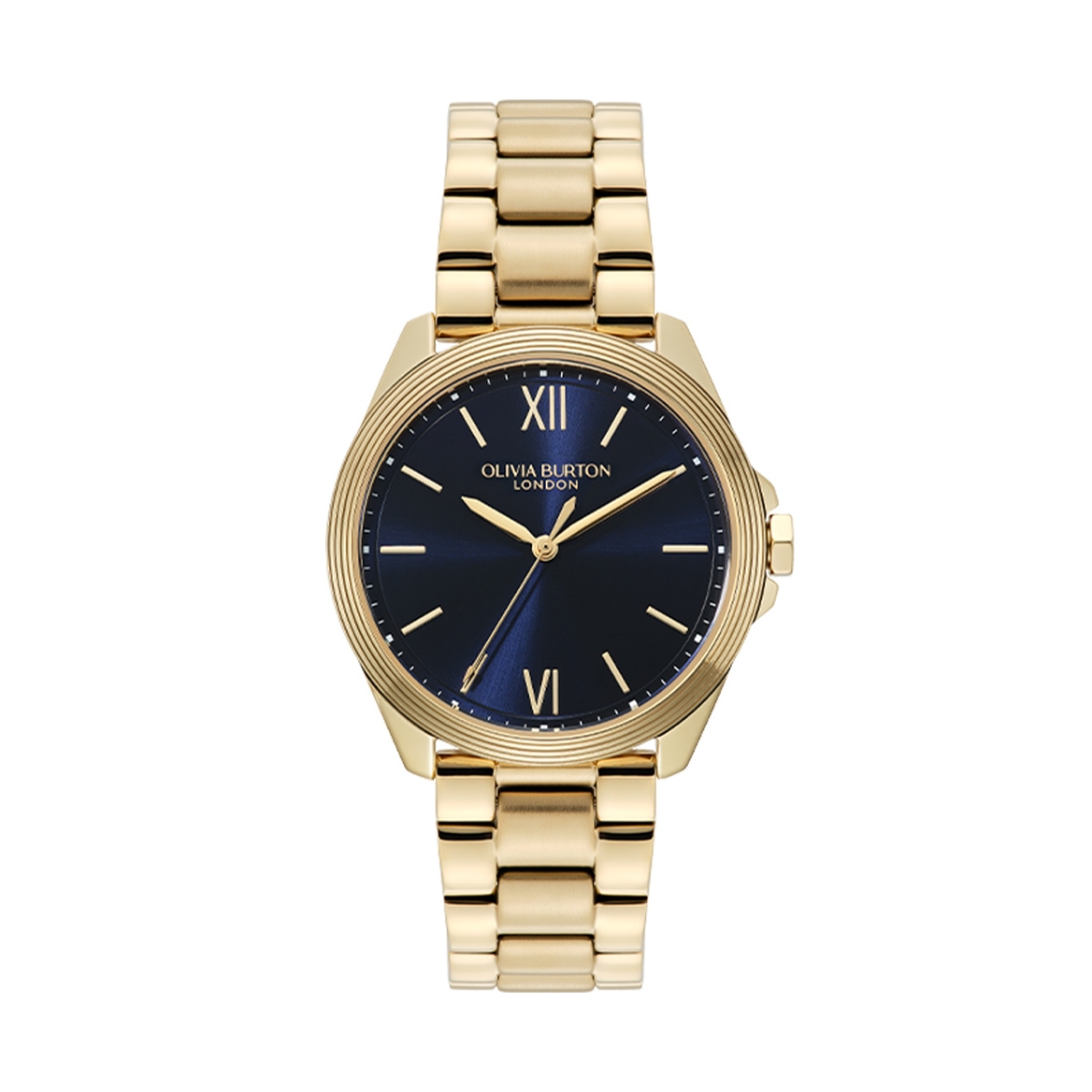 Jam Tangan Olivia Burton Sport Luxe Chiswick Navy Sunray Dial, GP Case, GP Bracelet - 36mm 24000331