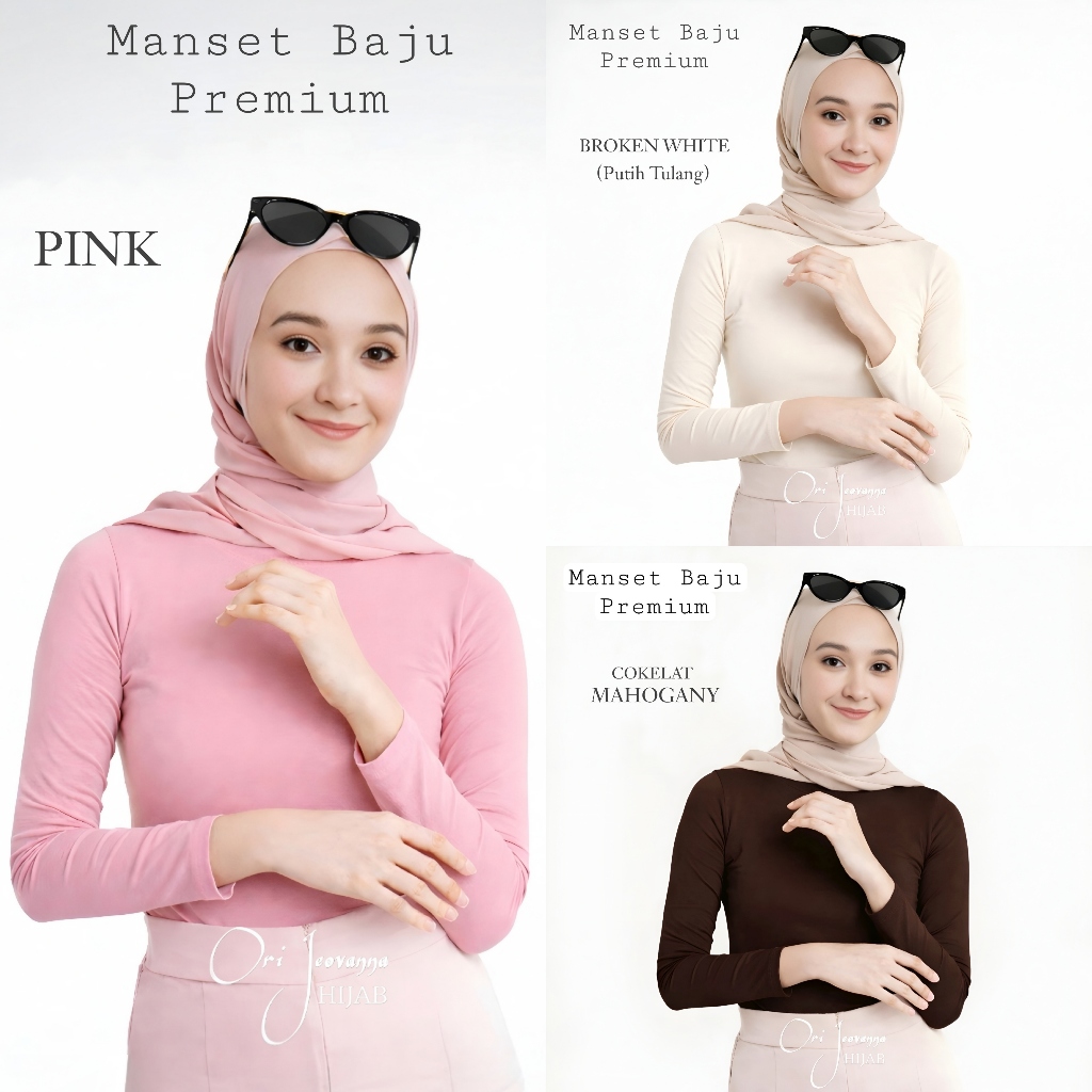 Manset | Manset Kaos | Manset Baju Premium | Manset Lengan Panjang | Inner Baju Putih Mahogany Hitam