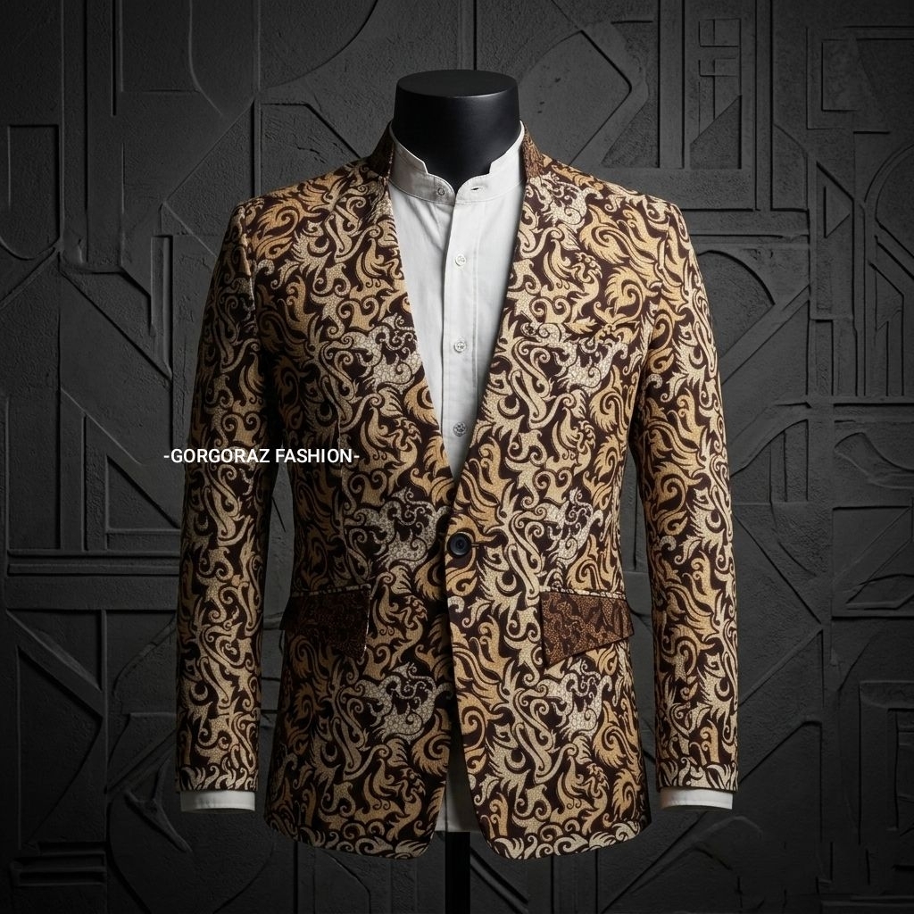 jas batik blazer batik pria keren slimfit modern chiangi gorgoraz