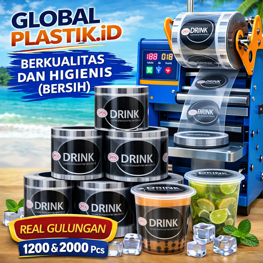097 DRINK HITAM/Plastik Lid Cup Sealer | Plastik Seal Cup | Tutup Gelas | Tutup Segel Gelas Minuman 