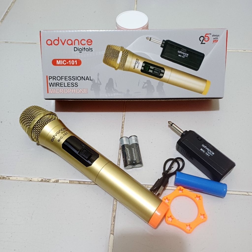 Advance Mic Advance Wireless MIC-101 Profesional Mikrofon Nirkabel dengan Kualitas Suara Terbaik tan