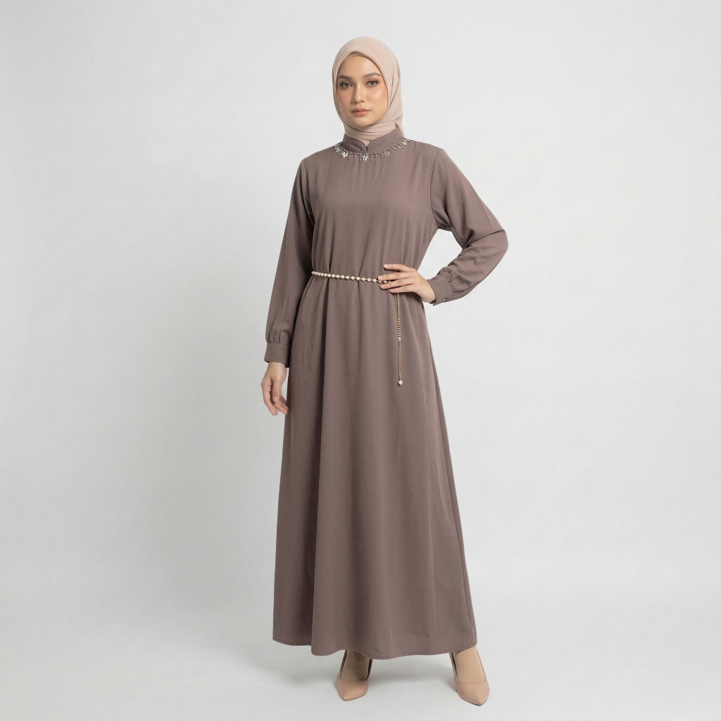Mayang Collection - Shany Dress Gamis Eshal Silk Motif Premium Mix Payet (G03667)
