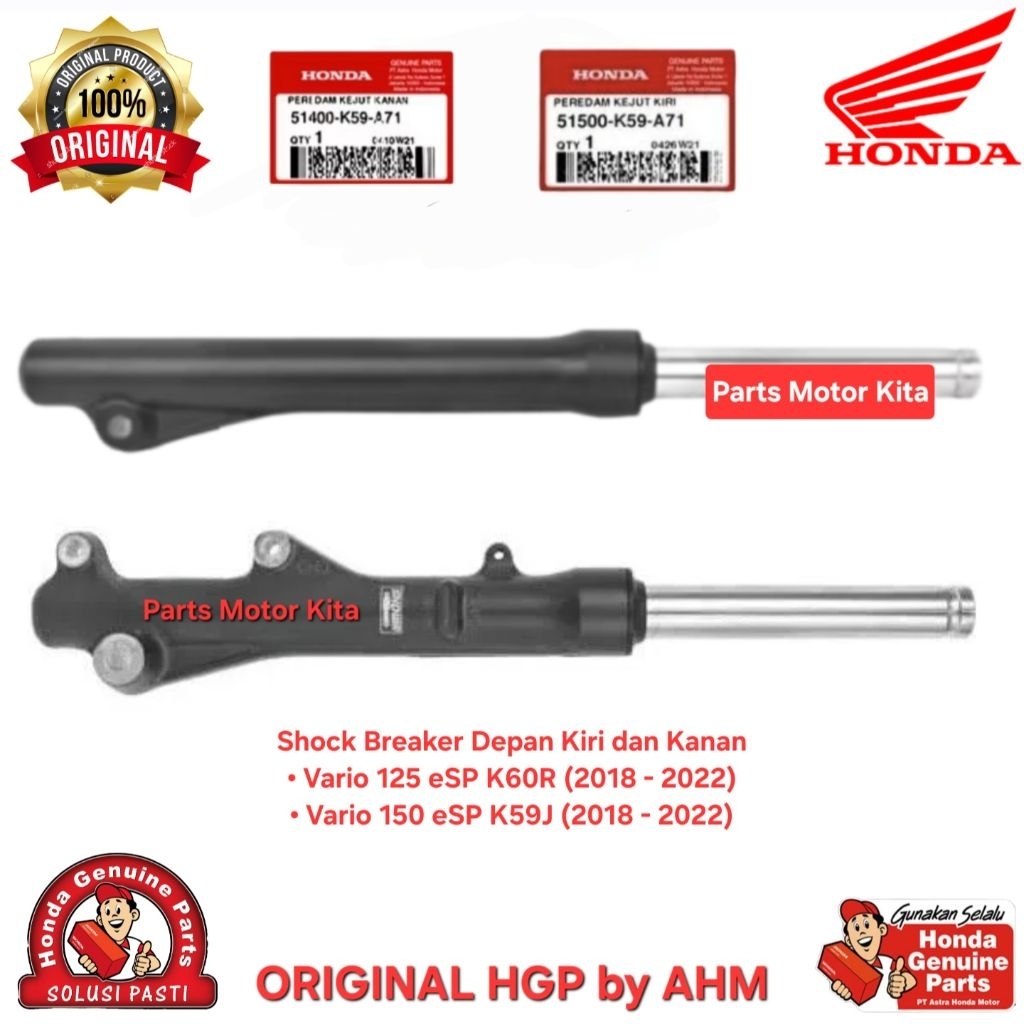 51400K59A71 dan 51500K59A71 Shock Breaker Depan Kiri Kanan Honda Vario 125 eSP K60R, Vario 150 eSP K