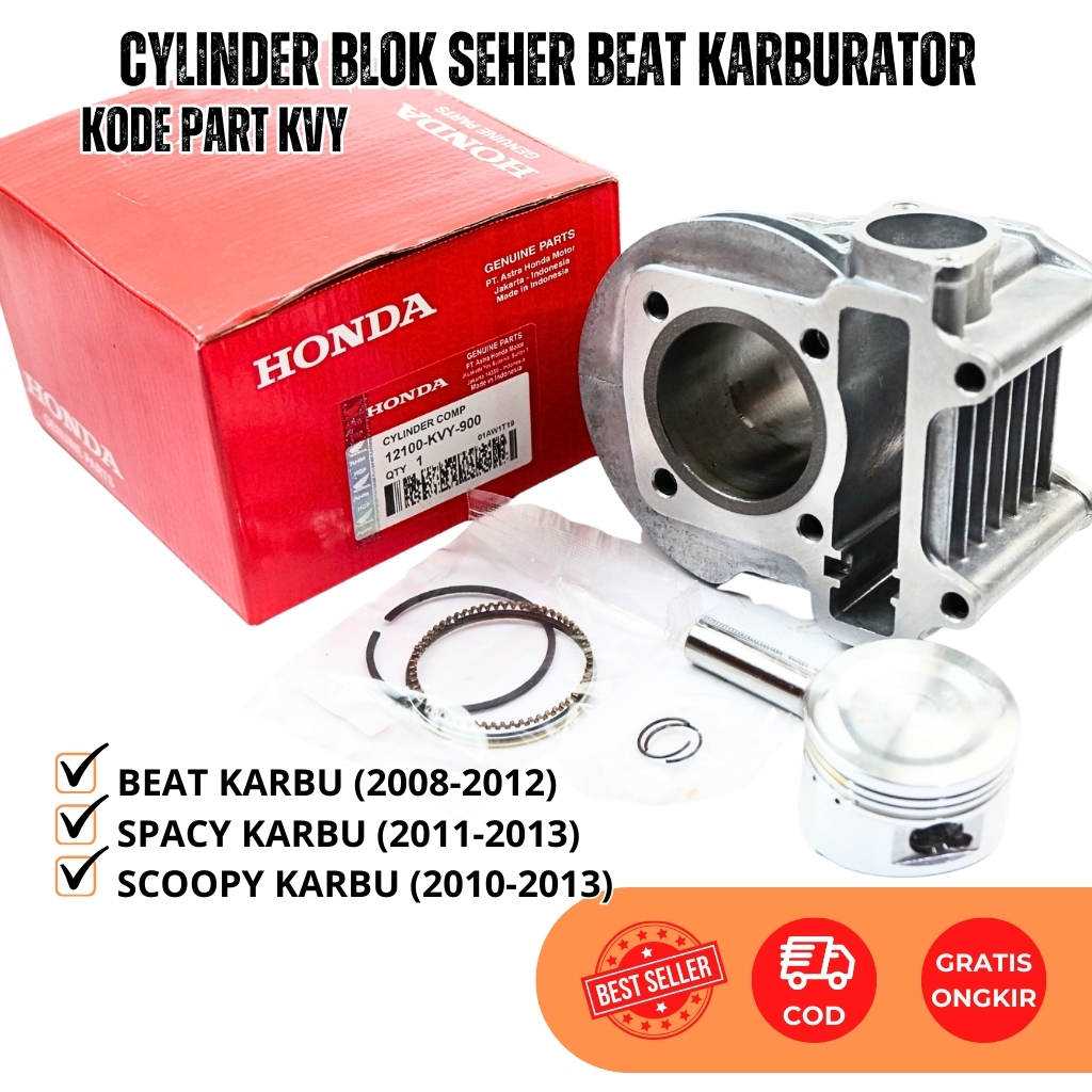 Blok Seher Komplit Ring Piston Honda Beat Karbu Scoopy Karbu Spacy Karbu KVY Original