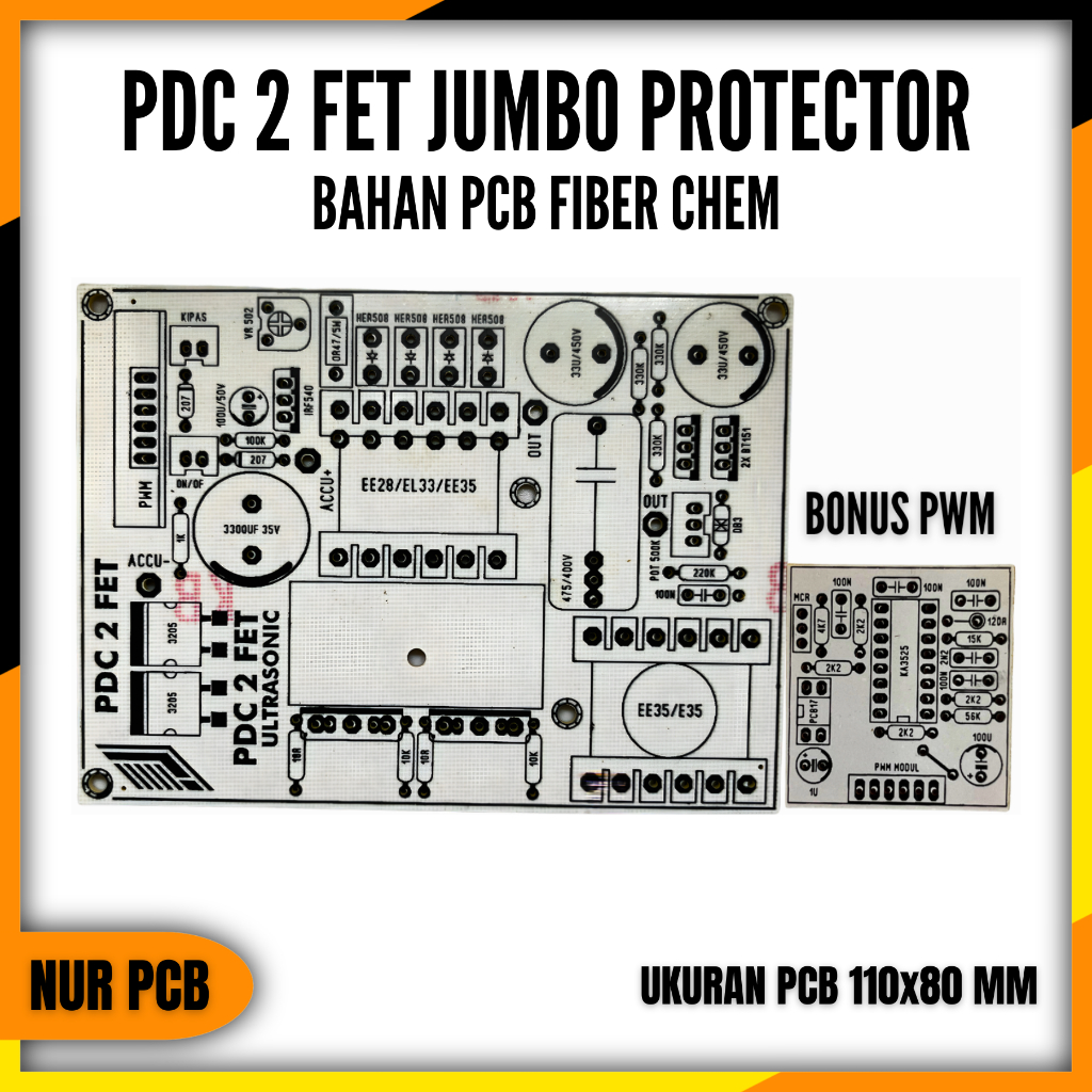 PCB PDC 2 FET Jumbo Inverter DC to AC Pulsed Fiber Chem 11x8cm Protector PDC-003