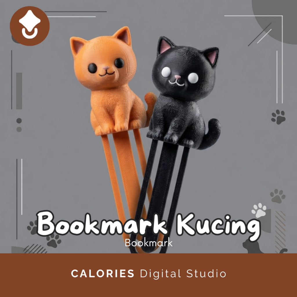 Bookmark Kucing Lucu Pembatas Buku Karakter Cat Kitten Aksesoris Membaca Aesthetic Kucing Oren Kucin