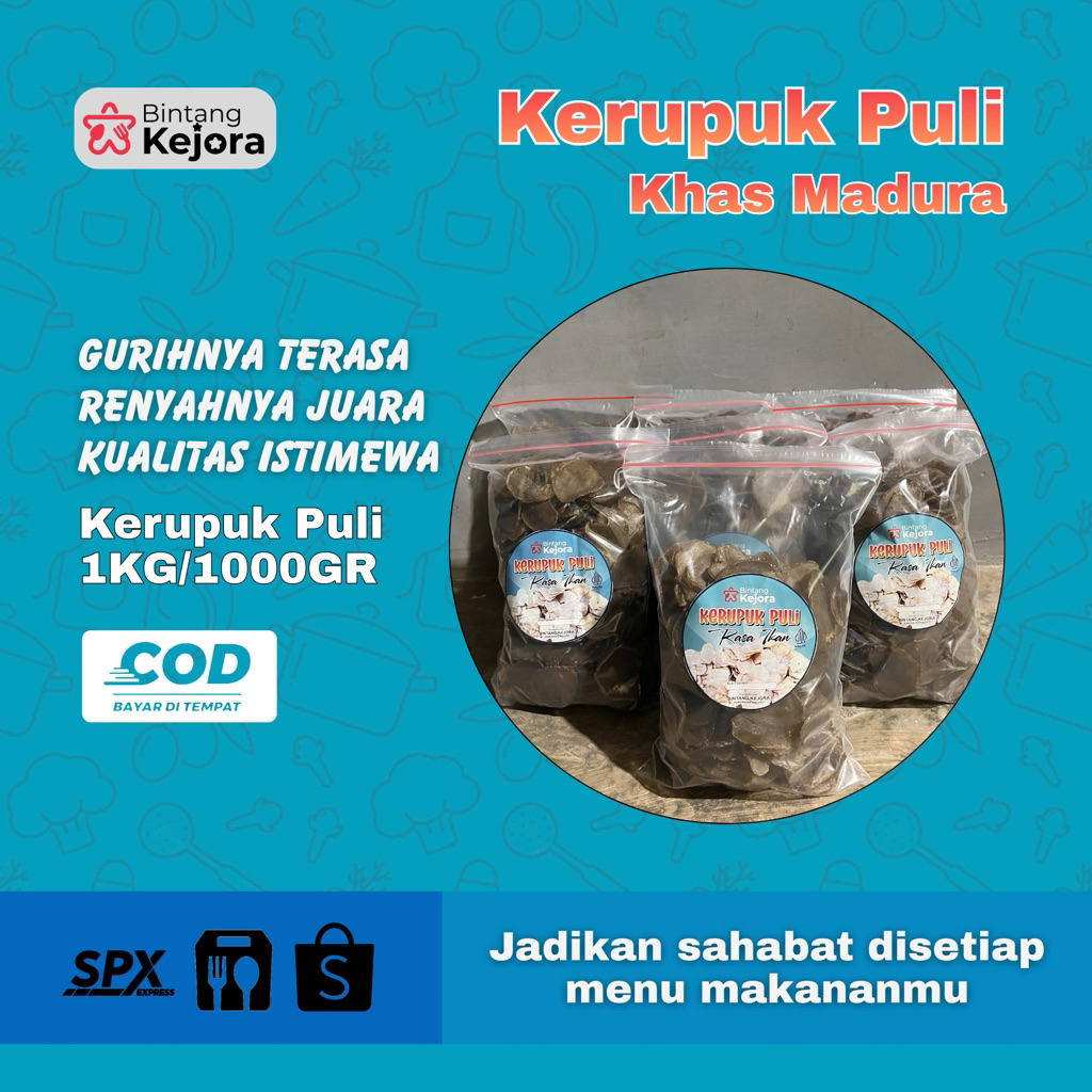 BINTANG SORAYA-Kerupuk puli rasa ikan khas madura mentah 1kg, kerupuk rambak cemilan khas madura