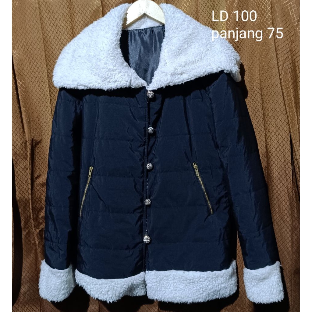 jaket winter hitam kerah bulu jaket winter puffer jaket musim dingin wanita hitam jaket puffer hitam