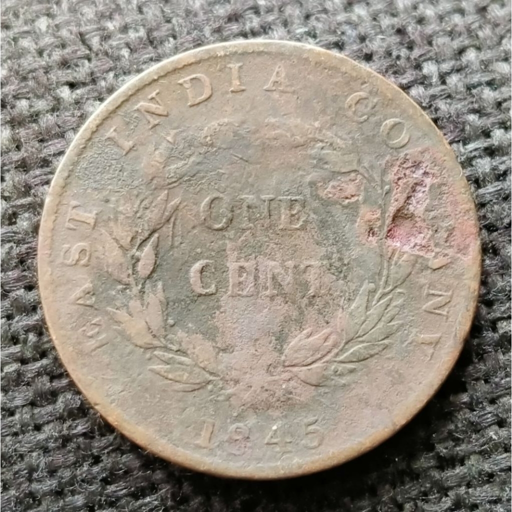 Koin Kuno Straits Settlements 1 Cent 1845 Victoria East India Company