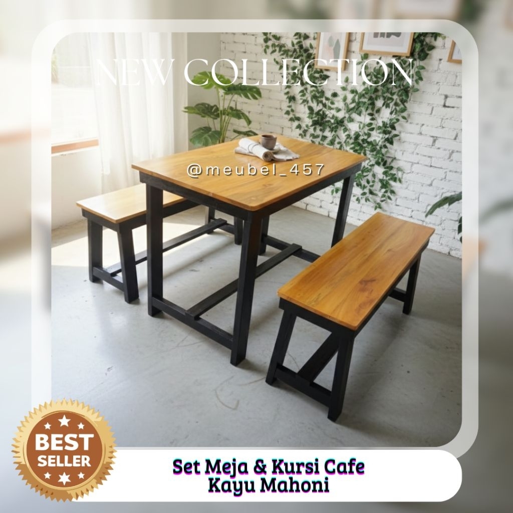[ Panjang 120cm ] set Meja & Kursi Panjang kayu // Meja warung bakso  // Meja makan full kayu