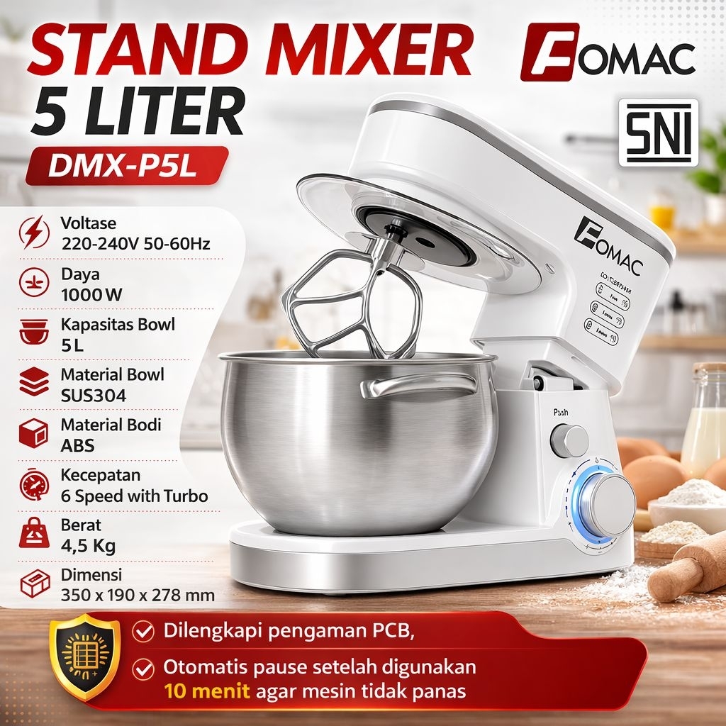 FOMAC Stand Mixer DMX-P5L white / Mesin Pengaduk Adonan