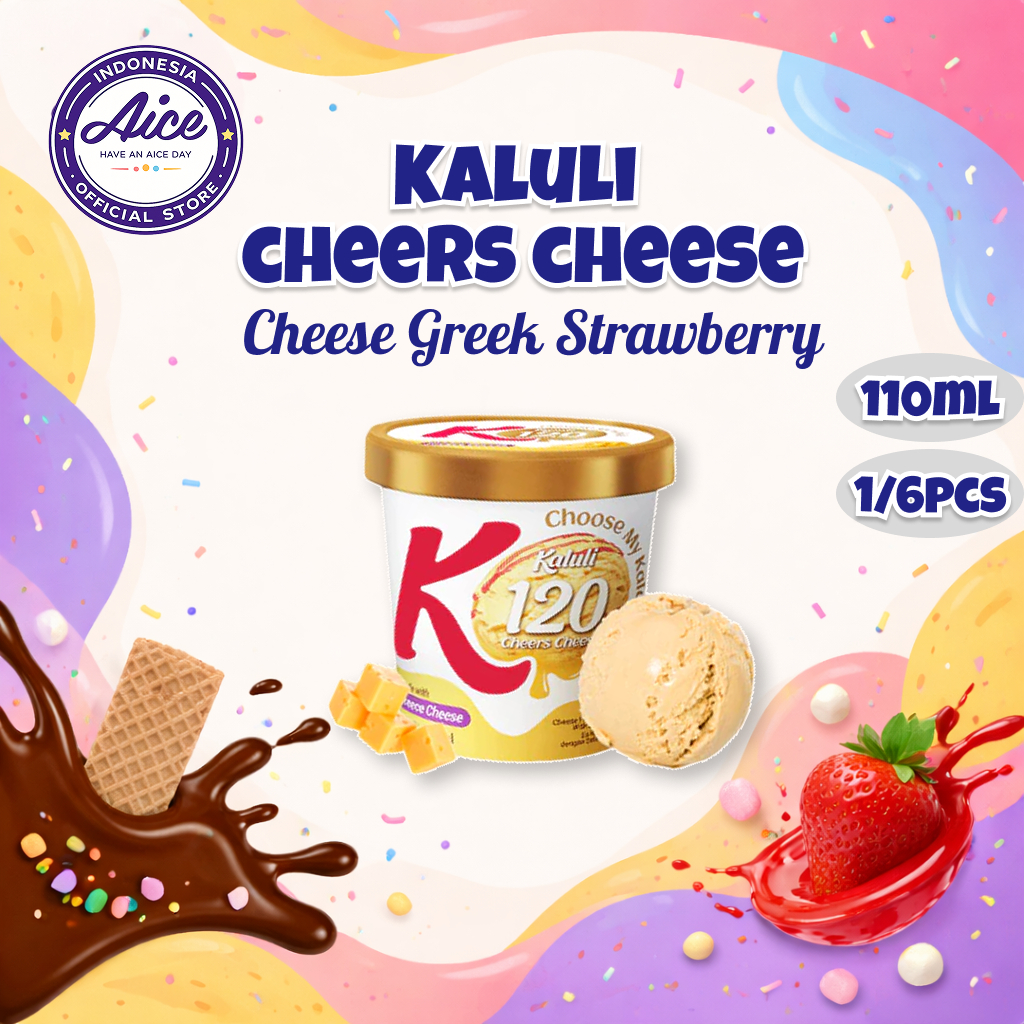 Kaluli Cheers Cheese Greek Cheese Strawberry Cup 110 ML - Low Fat Low Calorie Ice Cream Kaluli
