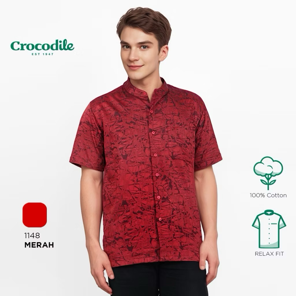 Crocodile Kemeja Pria Koko 1148 Merah