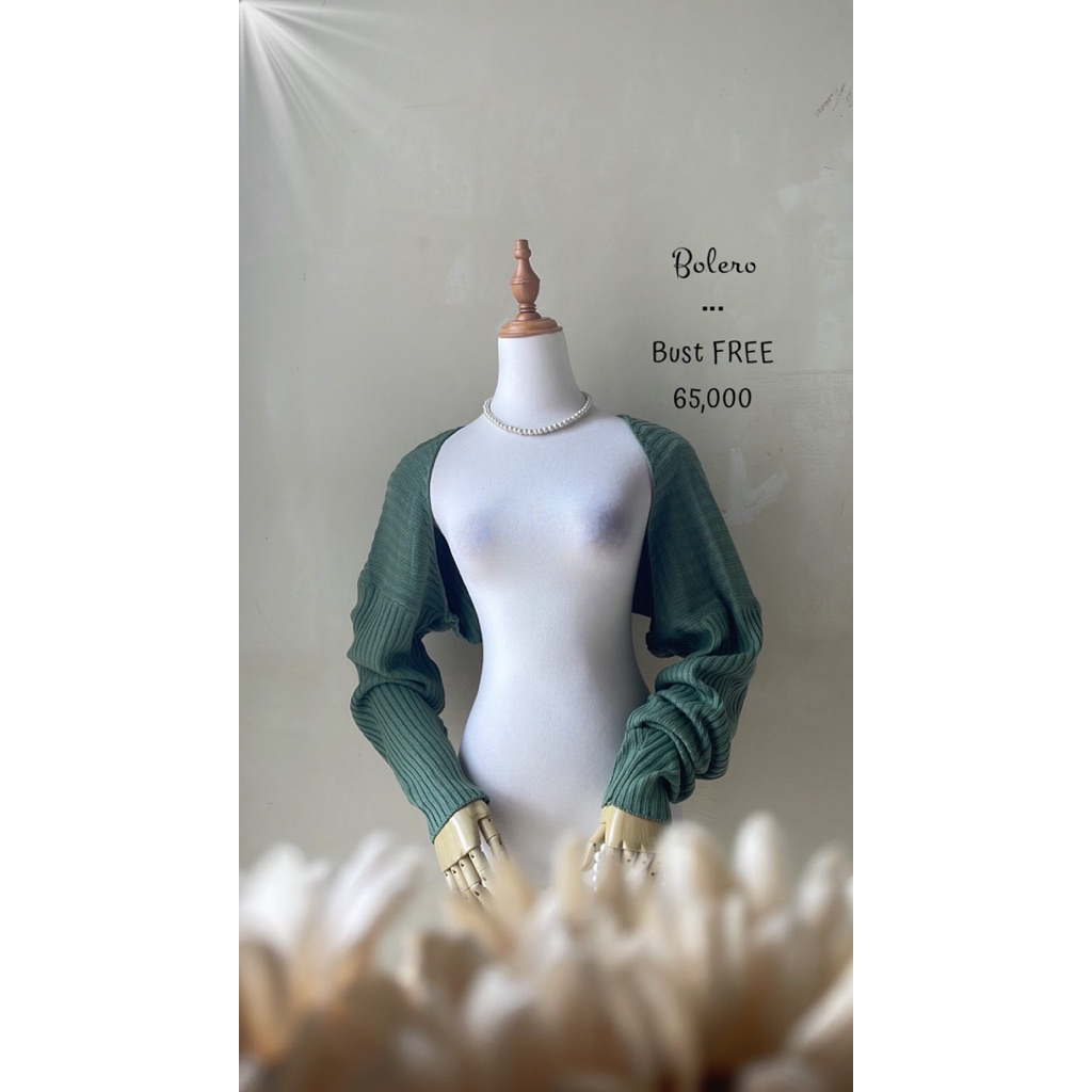 Bolero outer cardigan knit rajut hijau lengan panjang premium murah bigsize