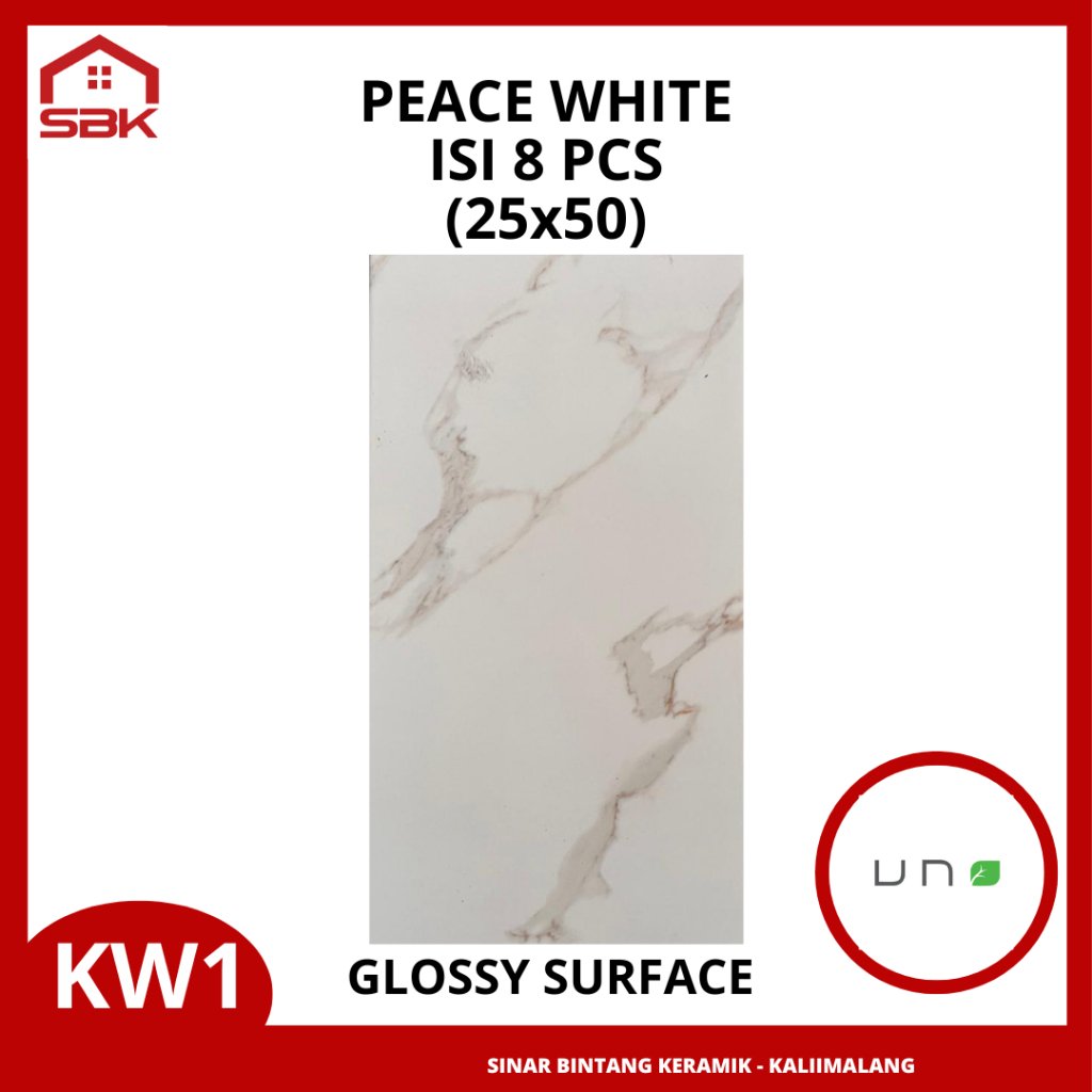 Keramik Dinding Kamar Mandi 25x50 Peace White Uno