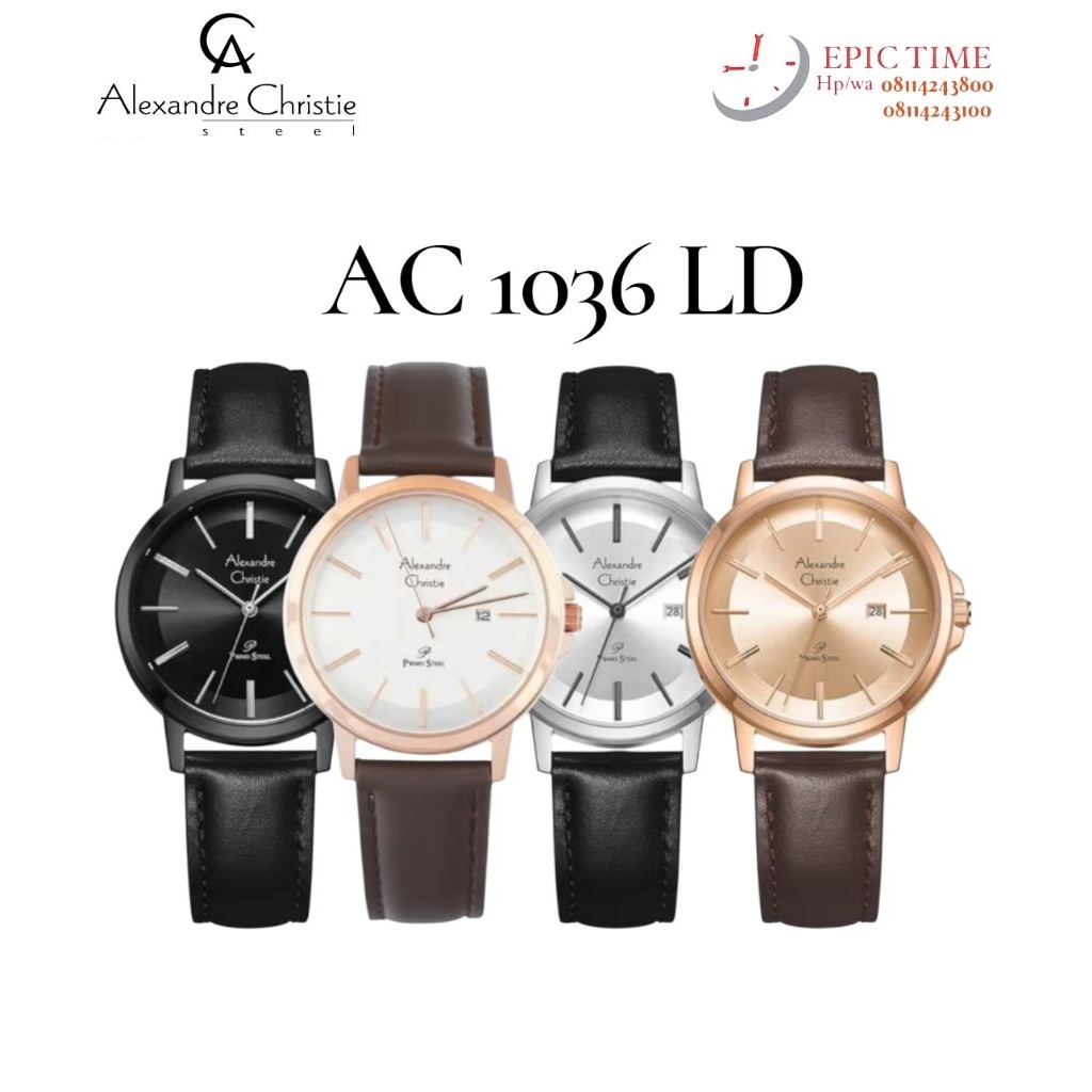 Jam Tangan Wanita Alexandre Christie Primo 1036 AC1036 AC 1036 Tali Kulit