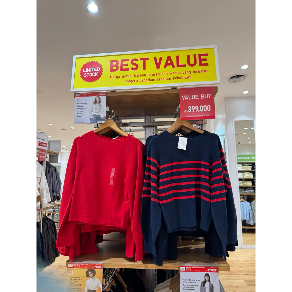 Uniqlo Sweater Rajut 3D katun Garis Sale