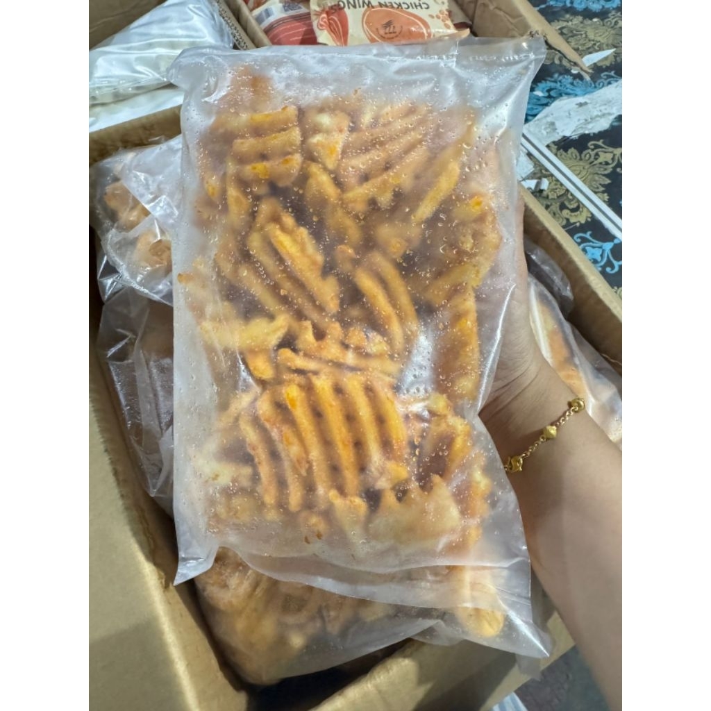 waffle french fries cut|kentang goreng bentuk waffle