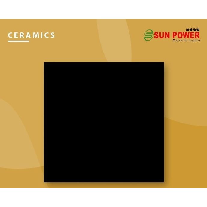 KERAMIK LANTAI DINDING GLOSSY HITAM POLOS 50X50 5999 BY SUN POWER CERAMICS KERAMIK 50X50 KILAP HITAM