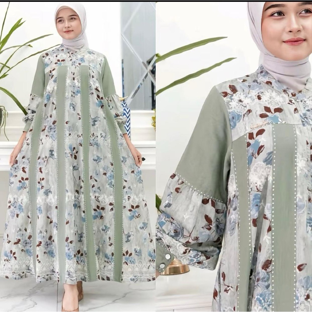 Gamis salvina katun bordir terbaru