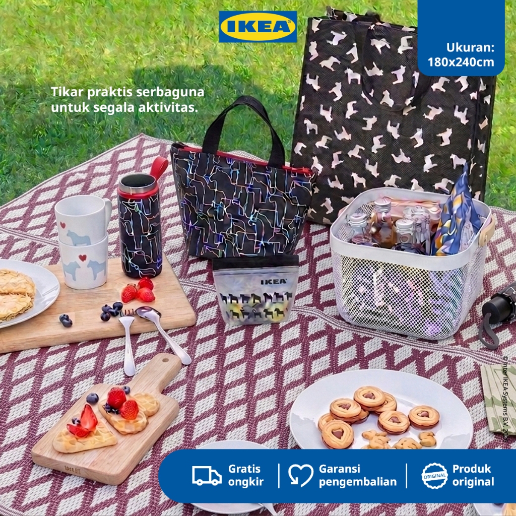 IKEA SWAN Tikar Serbaguna Motif Diamond Merah 180x240cm