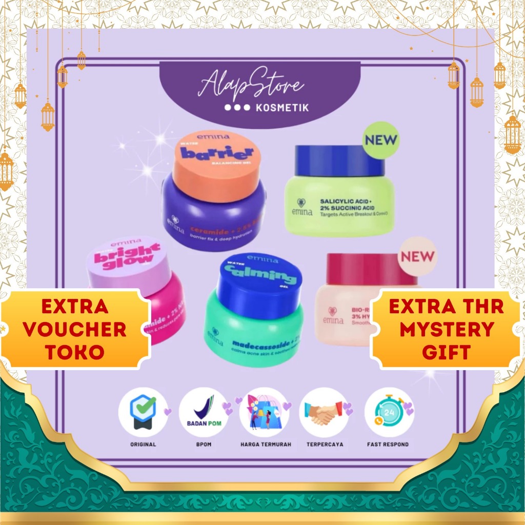 Emina Water Gel Moisturizer |Water Barrier Balancing Gel | Water Bright Glow Gel | Water Calming Gel