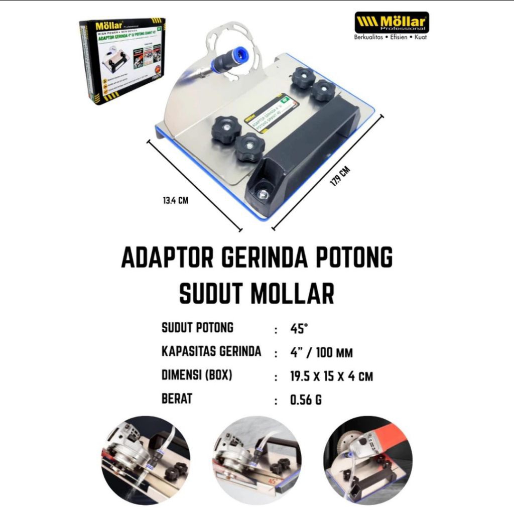 Dudukan Tatakan Gerinda Potong Sudut MOLLAR F00070 Adapter Gerinda 4in Potong Miring Granit Keramik