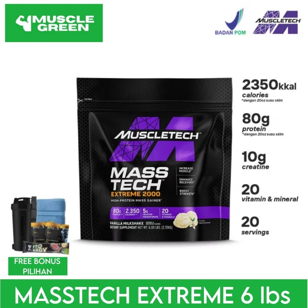 MUSCLETECH Masstech Extreme 2000 6 lbs (2.27kg) - Suplemen Fitness Mass Tech Gainer