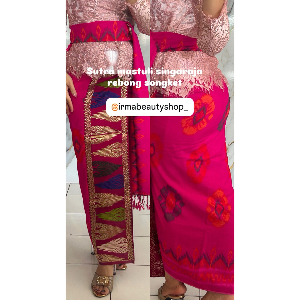 Ready Sutra Mastuli Singaraja Rebong Songket Ori Set Selendang