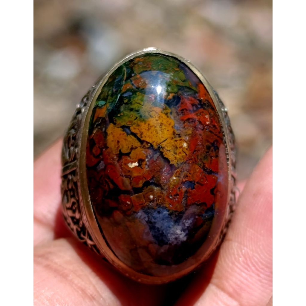 cincin batu akik pancawarna klawing.