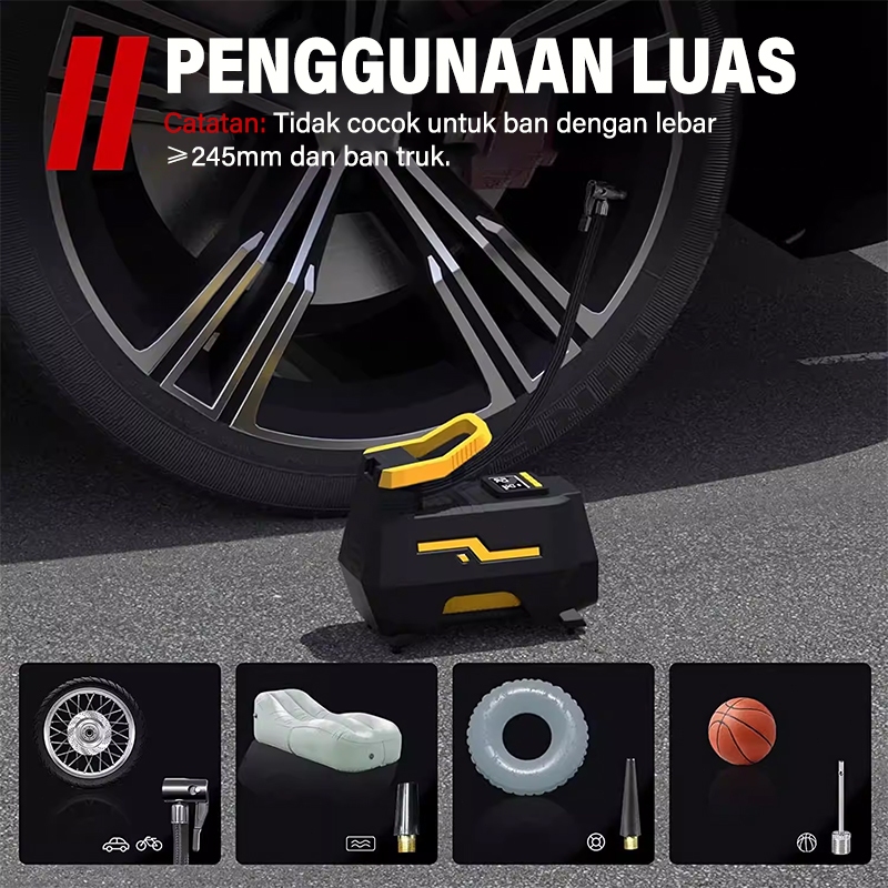 NW - Mini Pompa Angin Ban Mobil Motor AC/DC Wireless 30PSI Portable Multifungsi INFLATOR POMPA BAN​