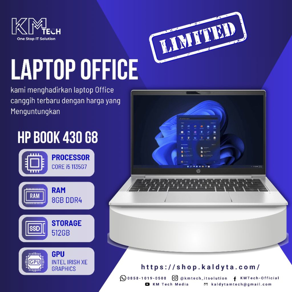 Laptop HP Probook 430 G8 Core i5 gen 11th 8/512GB RAM SSD