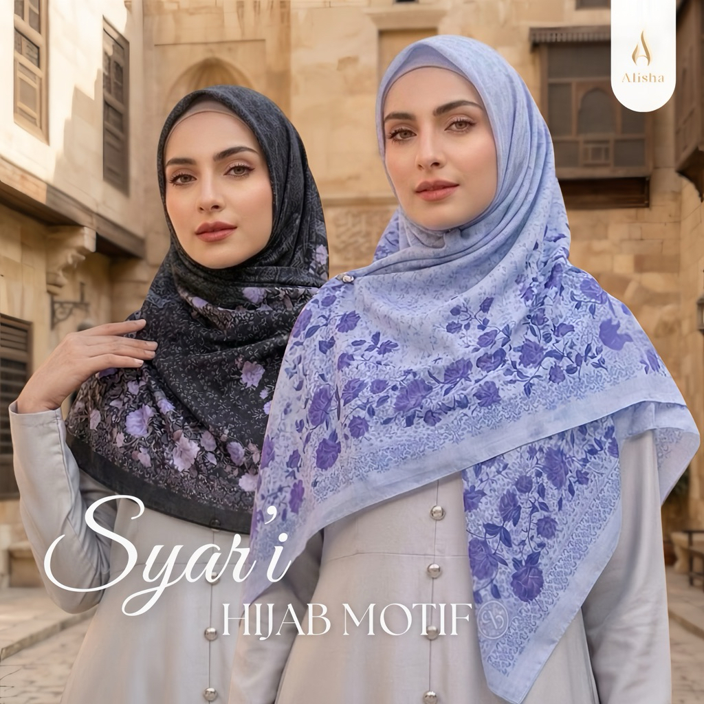 Hijab motif Qback syar’i - Ariella Series - Alisha Fancy Shop