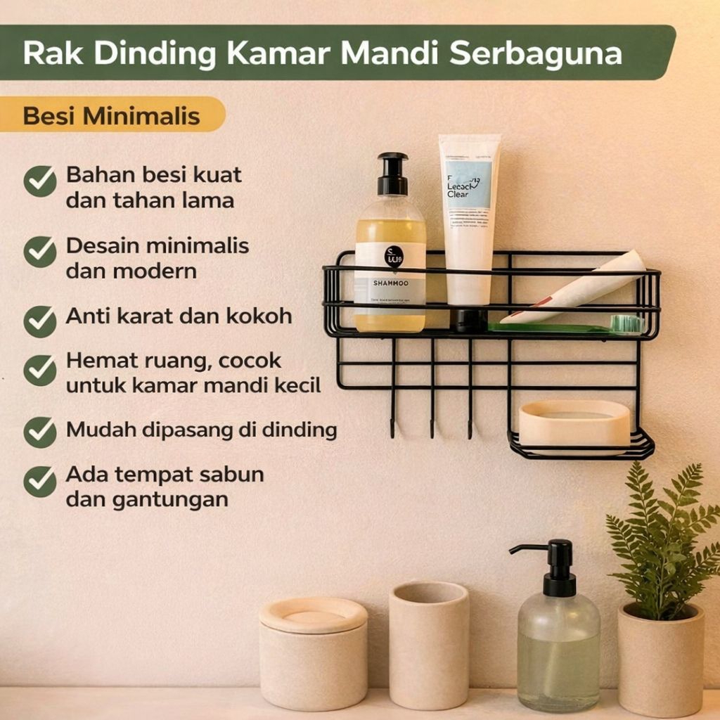 Rak kamar mandi 3 in 1 rak toilet / tempat sabun /tempat peralatan mandi rak besi minimalis kamar ma
