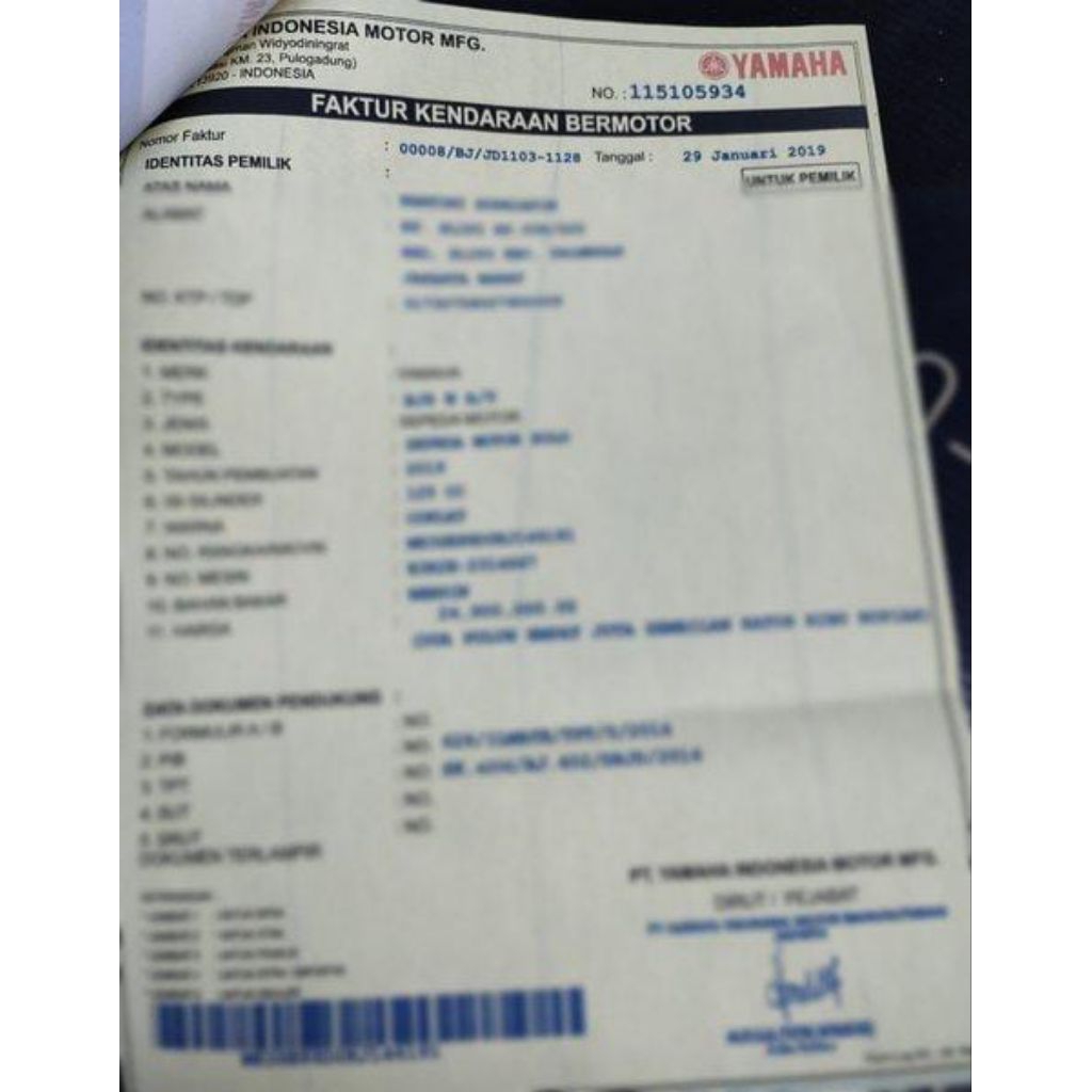 produk terlaris faktur kendaraan motor dan mobil