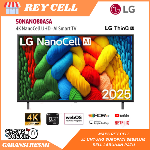 TV LG 50 Inch LED 50NANO80ASA (4K NanoCell UHD - AI Smart TV) GARANSI RESMI