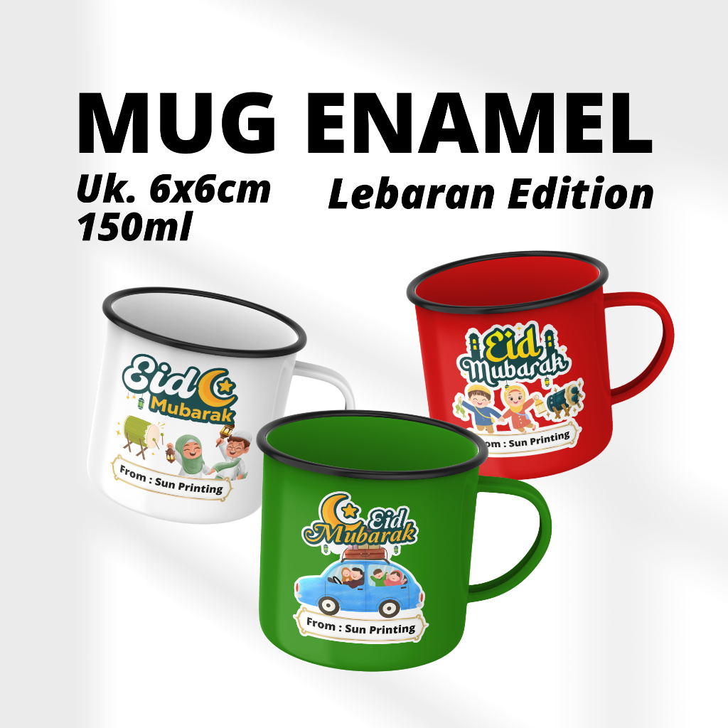 Souvenir Mug Enamel / Souvenir Lebaran / Idul Fitri / Cangkir Jadul / Souvenir Enamel Custom / Gift 